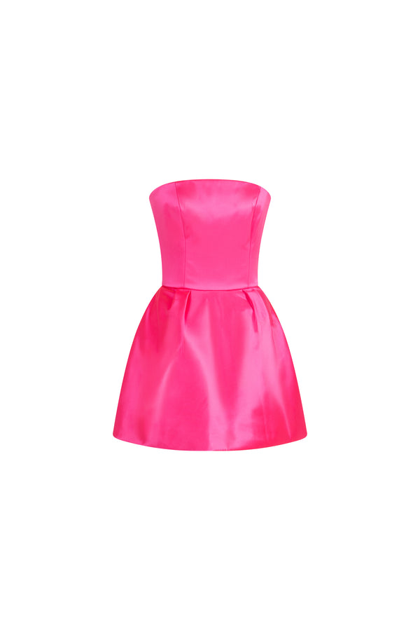 Satin duchess strapless mini dress