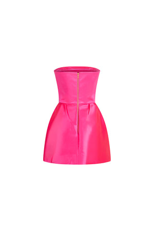 Satin duchess strapless mini dress