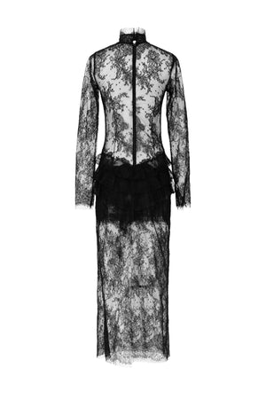 Long sleeve lace dress with frill hip details