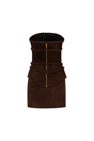 Suede corset with braided detail