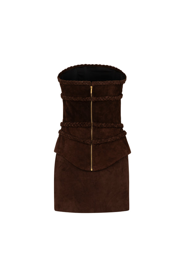 Suede corset with braided detail
