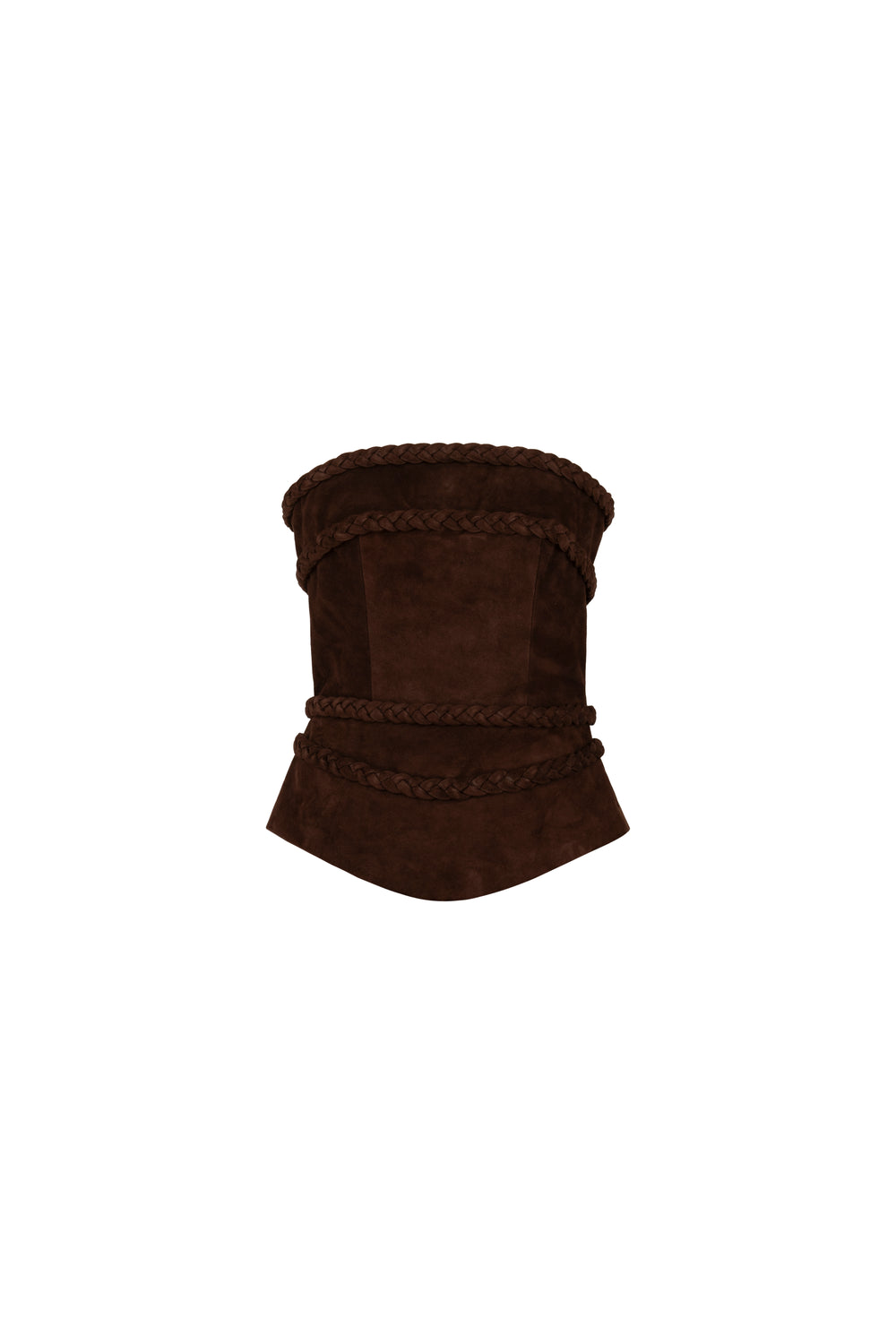 Suede corset with braided detail