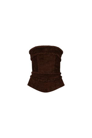 Suede corset with braided detail