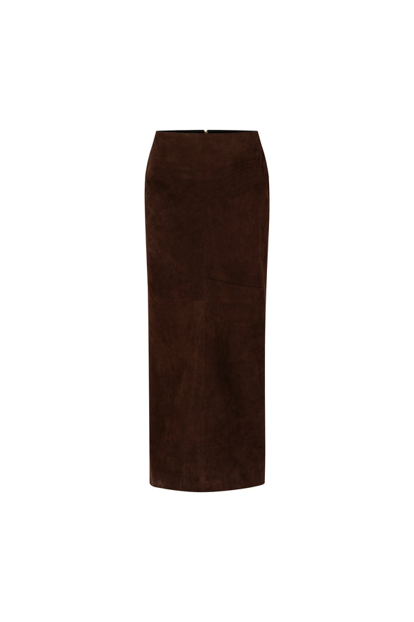 Midi suede pencil skirt