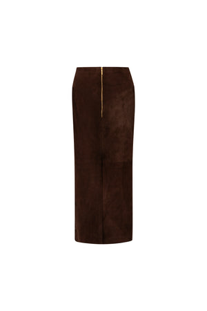 Midi suede pencil skirt