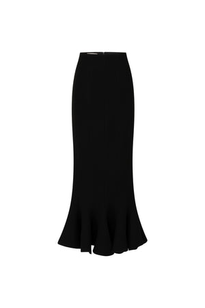 Midi peplum wool crepe skirt