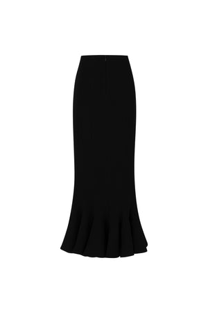 Midi peplum wool crepe skirt