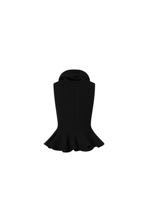 High neck sleeveless top with peplum finish