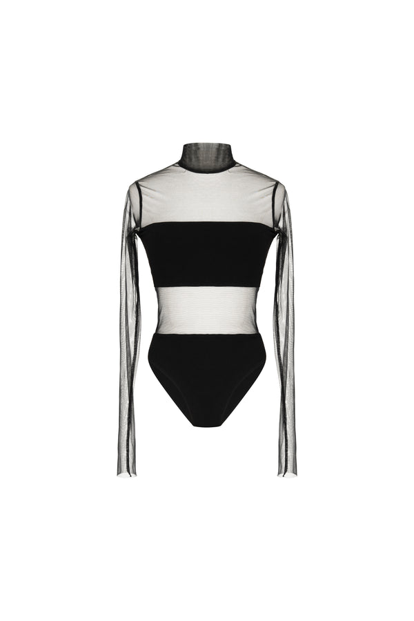 High neck tulle body