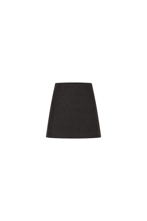 Mini checkered wool skirt