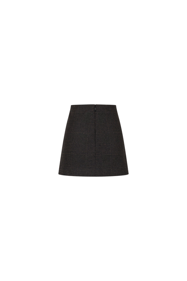 Mini checkered wool skirt