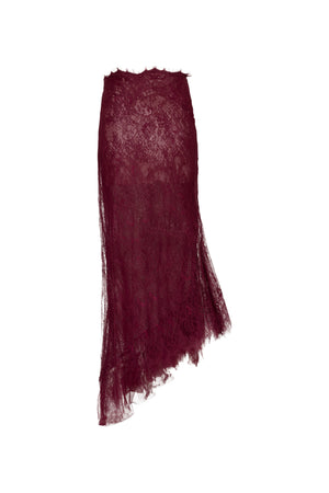 Midi sheer asymmetrical lace skirt