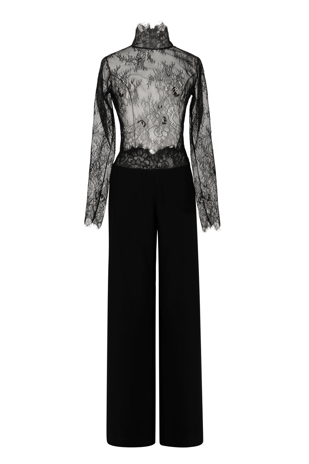 Tailored pants with sheer lace detail