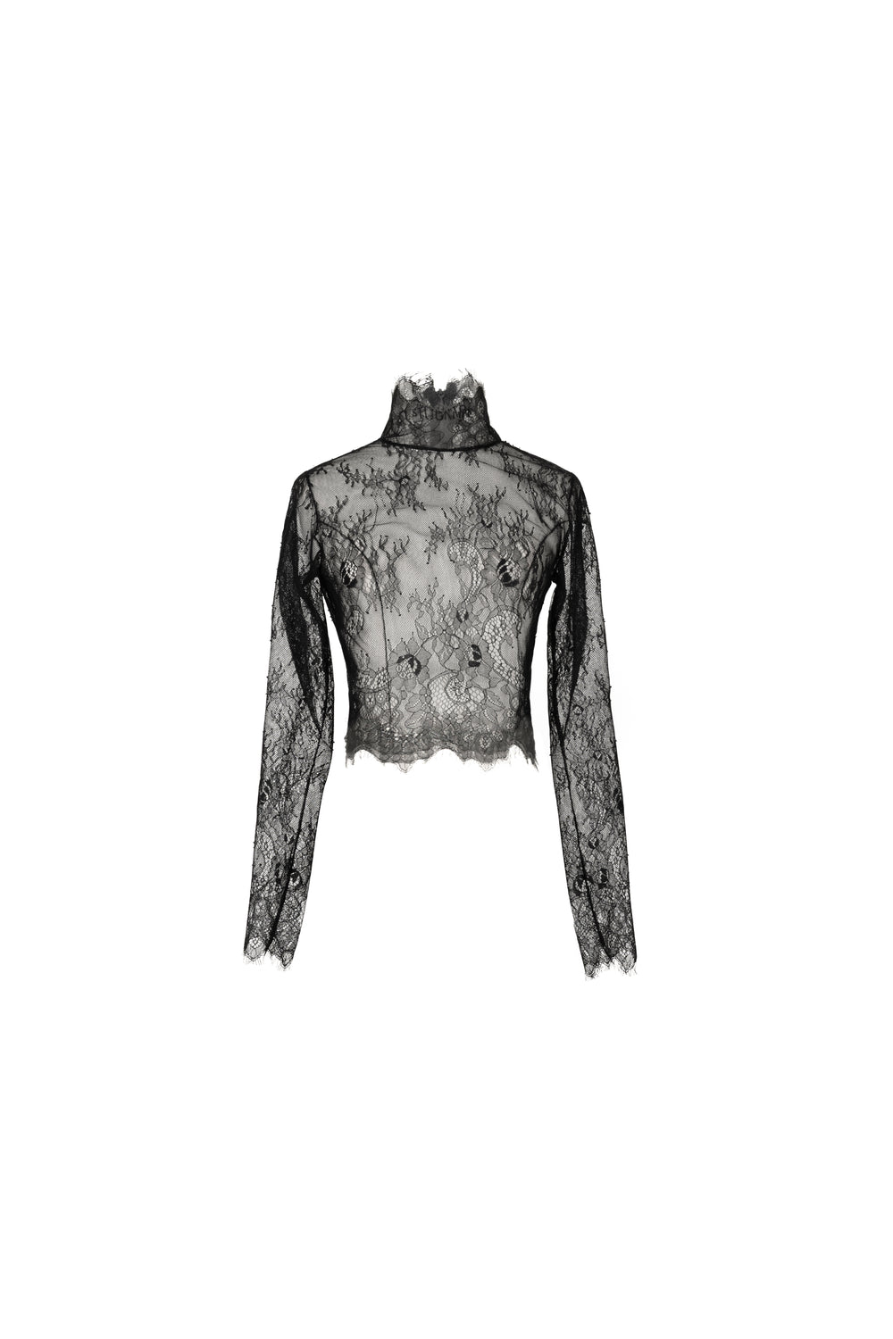 Sheer lace high neck cropped blouse