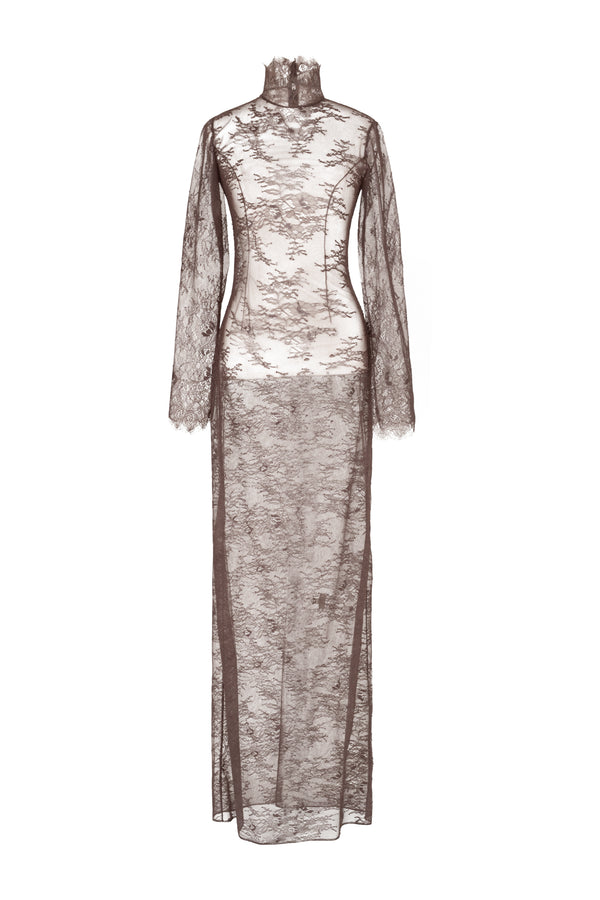 Long sheer lace dress