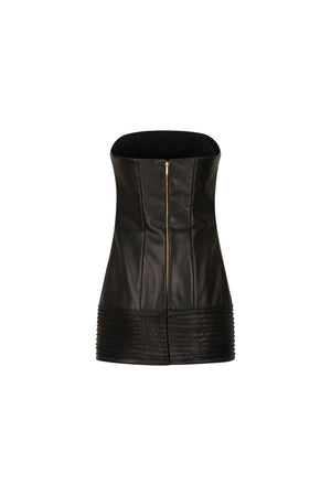 Mini leather corseted dress