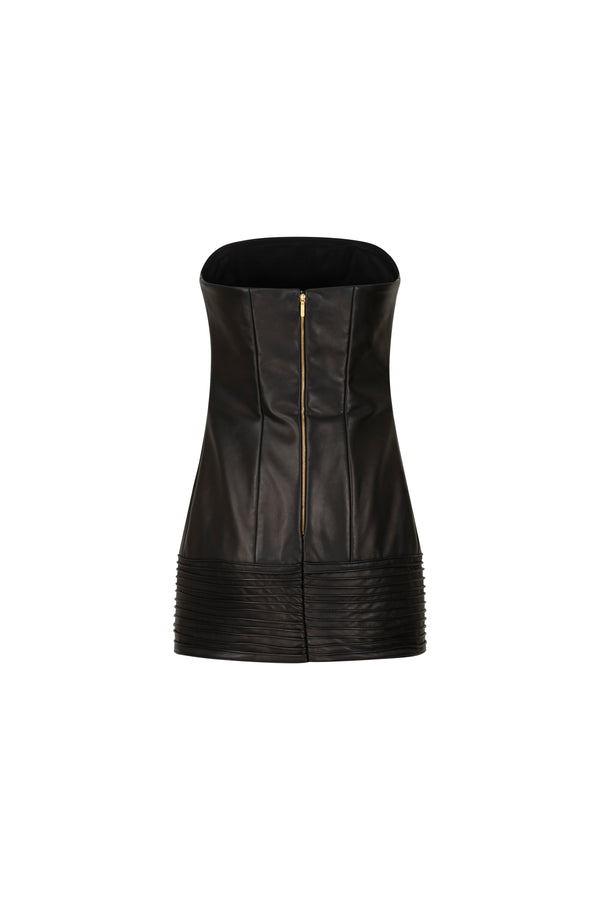 Mini leather corseted dress