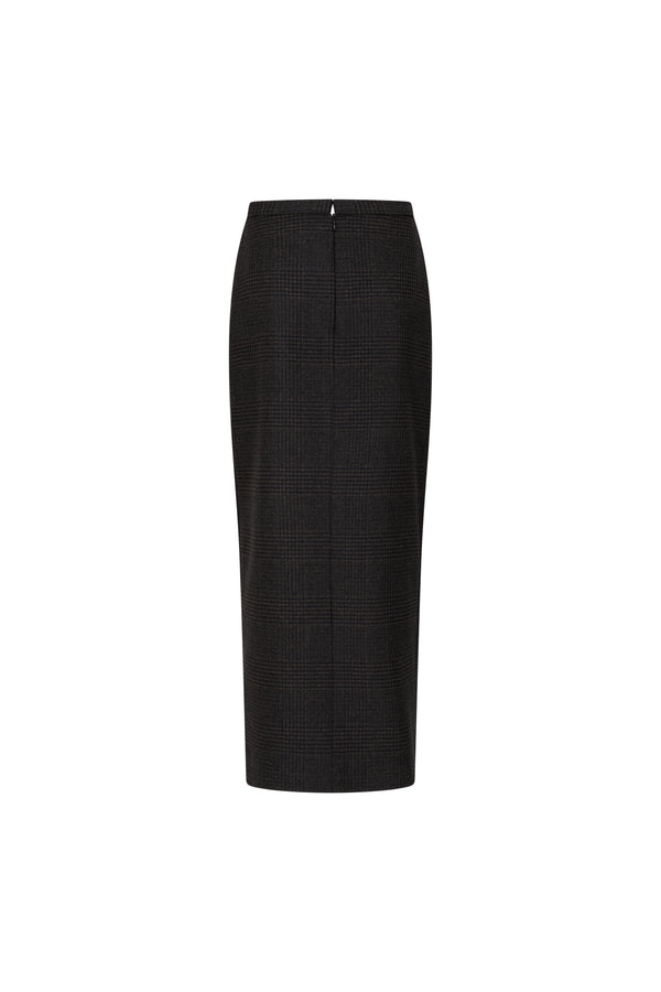 Crepe midi skirt with waist lace detail