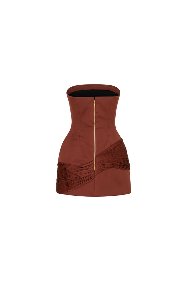 Satin silk mini dress with hip detail