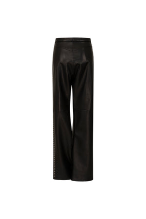 Leather tailored pants with side details