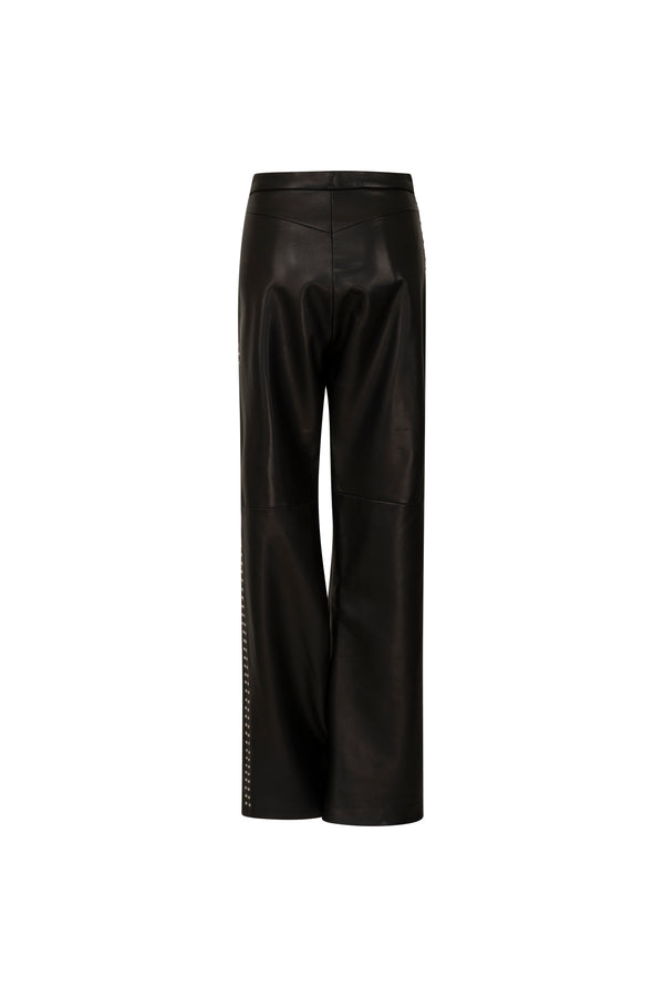Leather tailored pants with side details