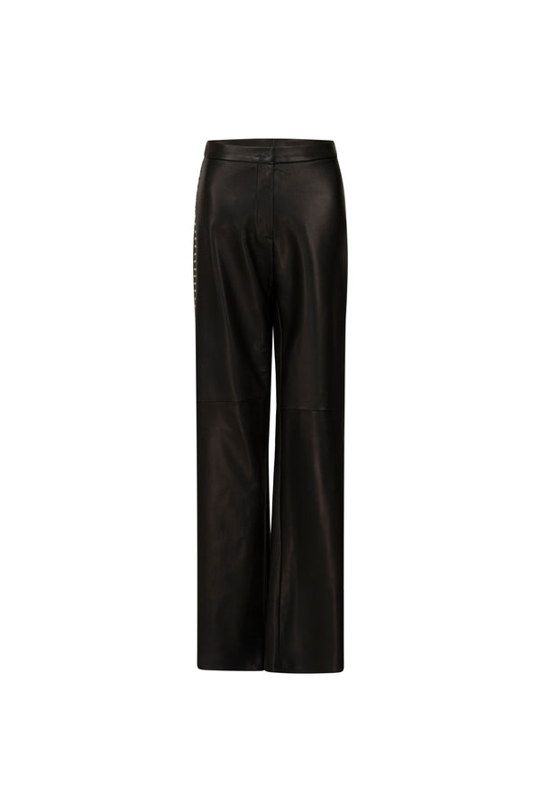 Leather tailored pants with side details