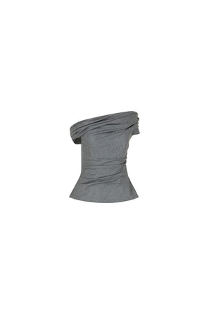 Off shoulder draped wool top