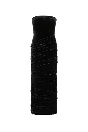Velvet midi gown with draped skirt detail