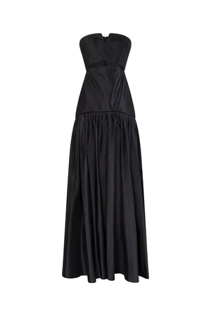 Strapless silk taffta gown with bodice cutouts