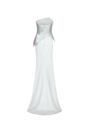 Asymmetrical Scut corset and silk satin skirt