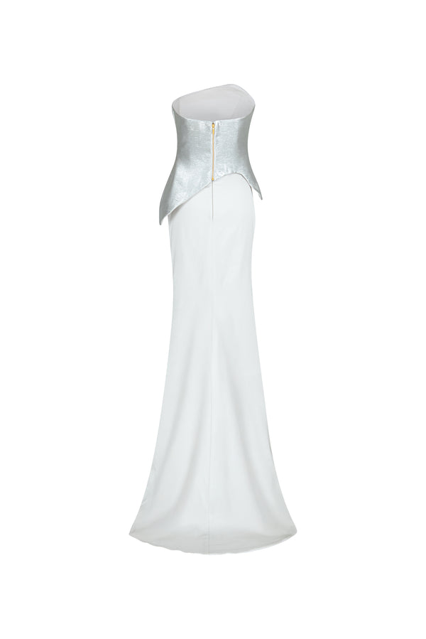 Asymmetrical Scut corset and silk satin skirt