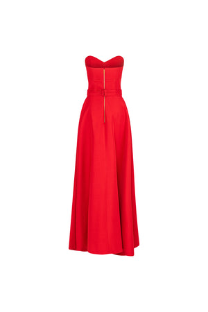 Strapless asymmetrical gown