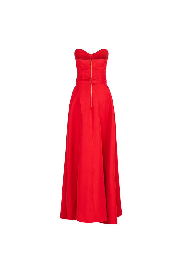 Strapless asymmetrical gown
