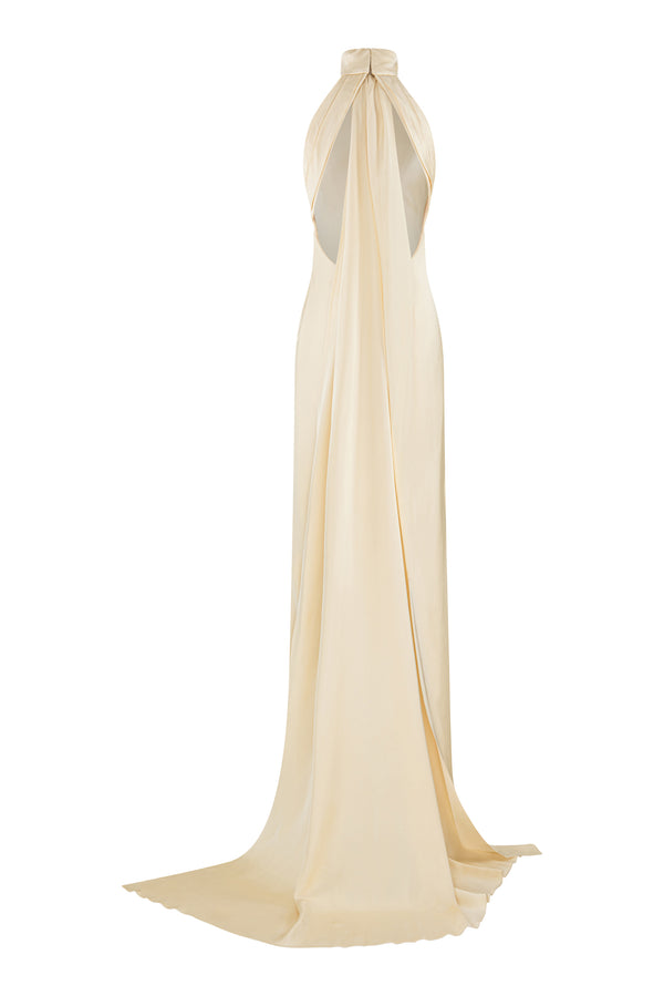 Satin silk dress with back opening