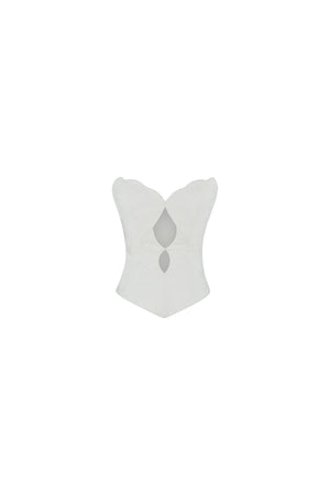 Strapless crepe cutout corset