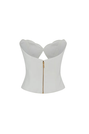 Strapless crepe cutout corset