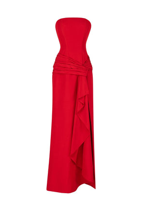 Corseted strapless evening grown