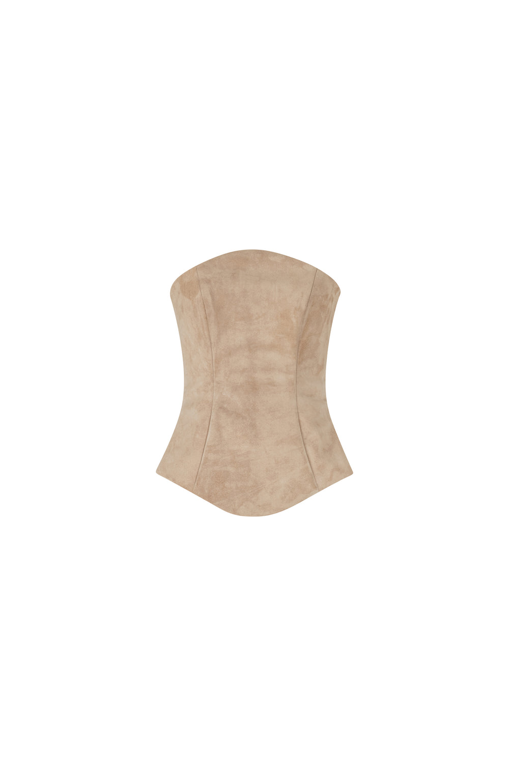 Arched suede long corset