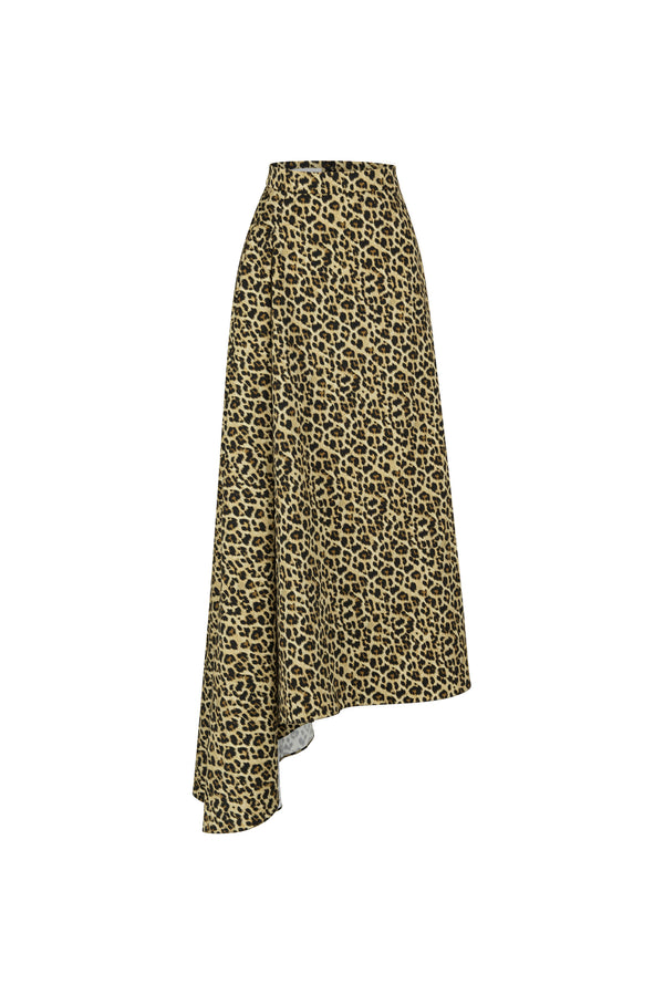 Midi asymmetrical gabardine skirt