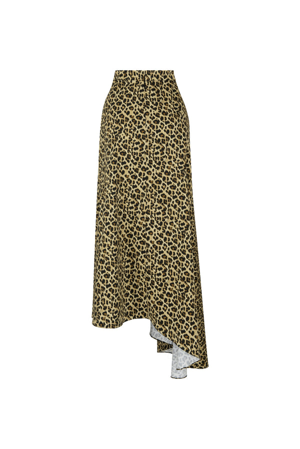 Midi asymmetrical gabardine skirt