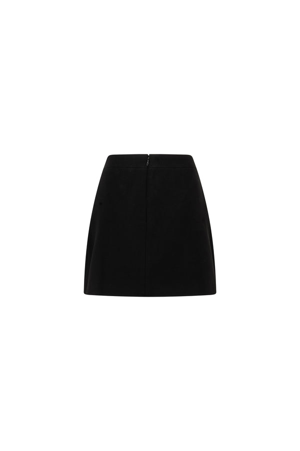 Mini straight crepe skirt