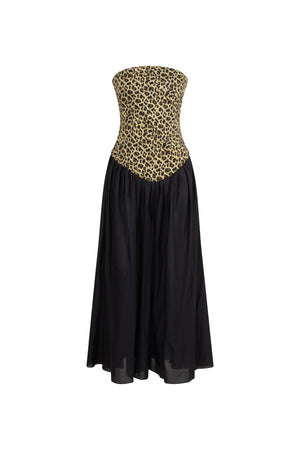 Arched gabardine midi dress