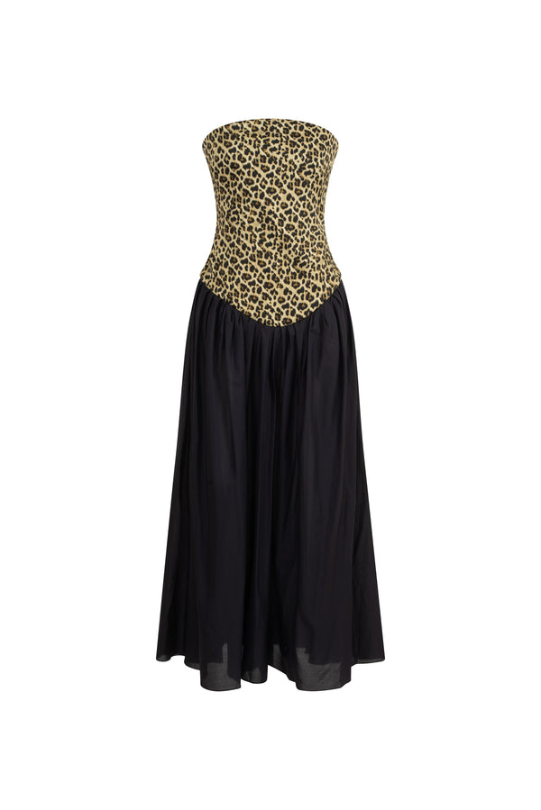 Arched gabardine midi dress