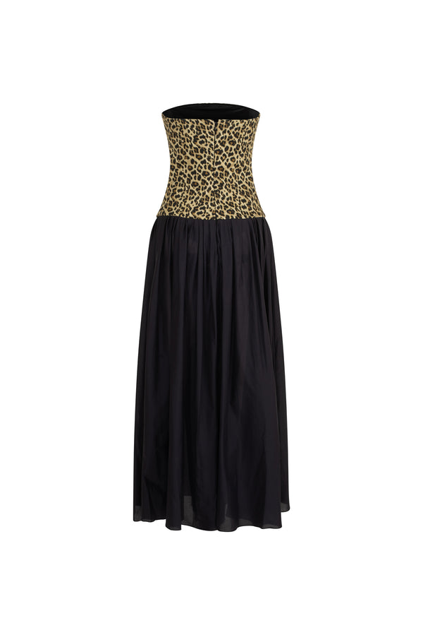 Arched gabardine midi dress