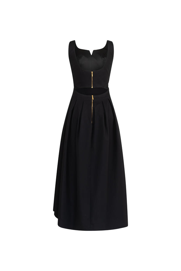 Cotton gabardine midi dress