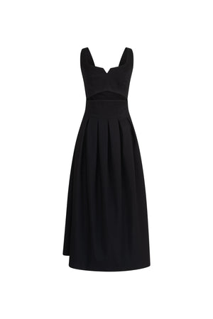 Cotton gabardine midi dress