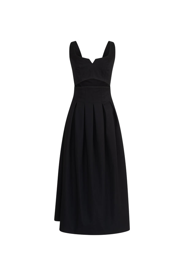Cotton gabardine midi dress