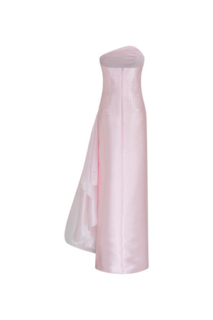 Strapless silk gazar evening gown with Swarovski detail