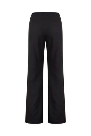 Crepe fitted pants with open front slits