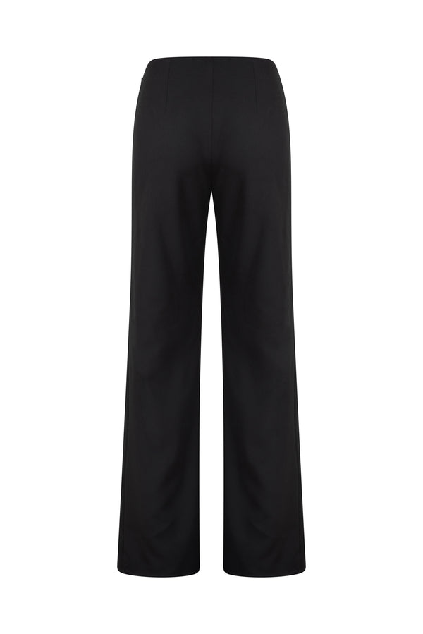 Crepe fitted pants with open front slits